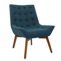 OSP Home Furnishings SHE-K14 Shelly Tufted Chair in Azure Fabric with Coffee Legs